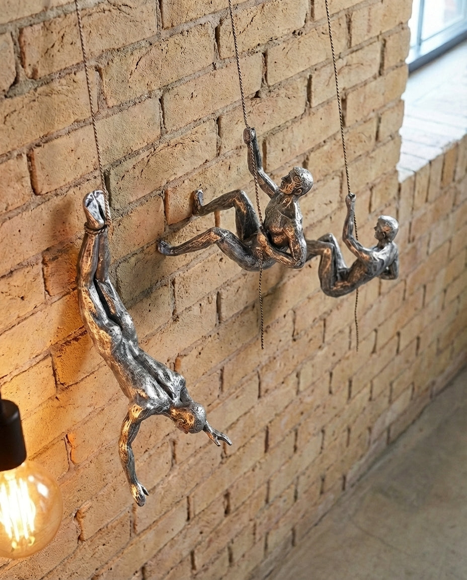 Klatremann veggskulptur – 3-delers resin veggkunstsett