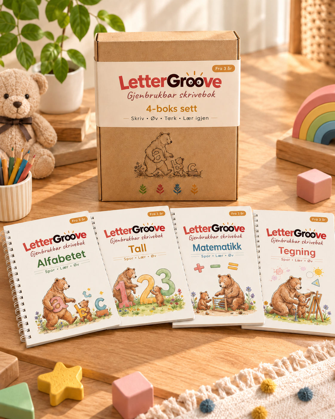 LetterGroove – gjenbrukbart sett for skrivetrening