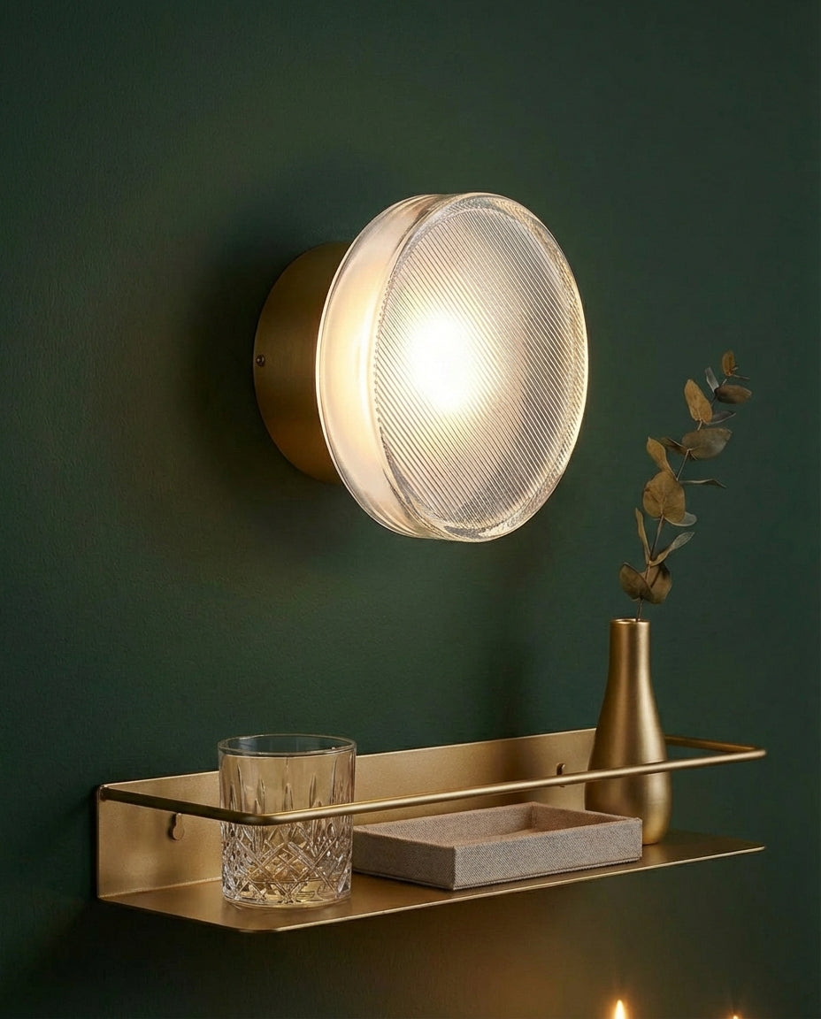 Rund Glassvegglampe – Riflet LED-belysning