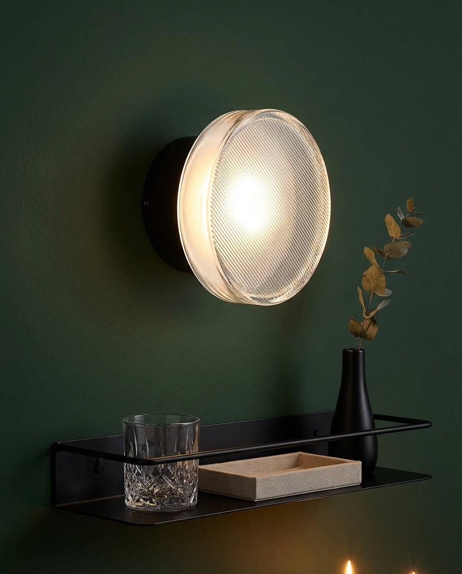 Rund Glassvegglampe – Riflet LED-belysning