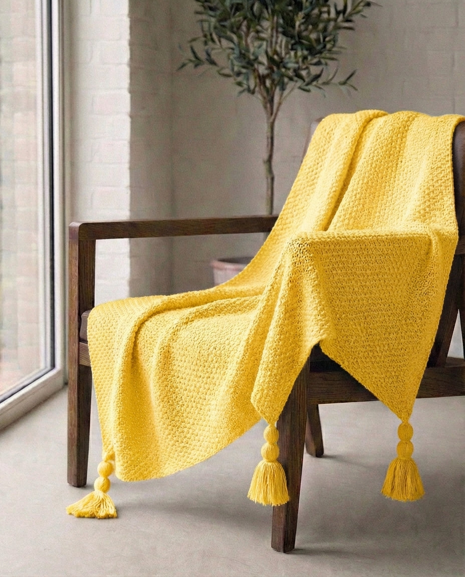 Strikket ullpledd med frynser | Nordic Warmth
