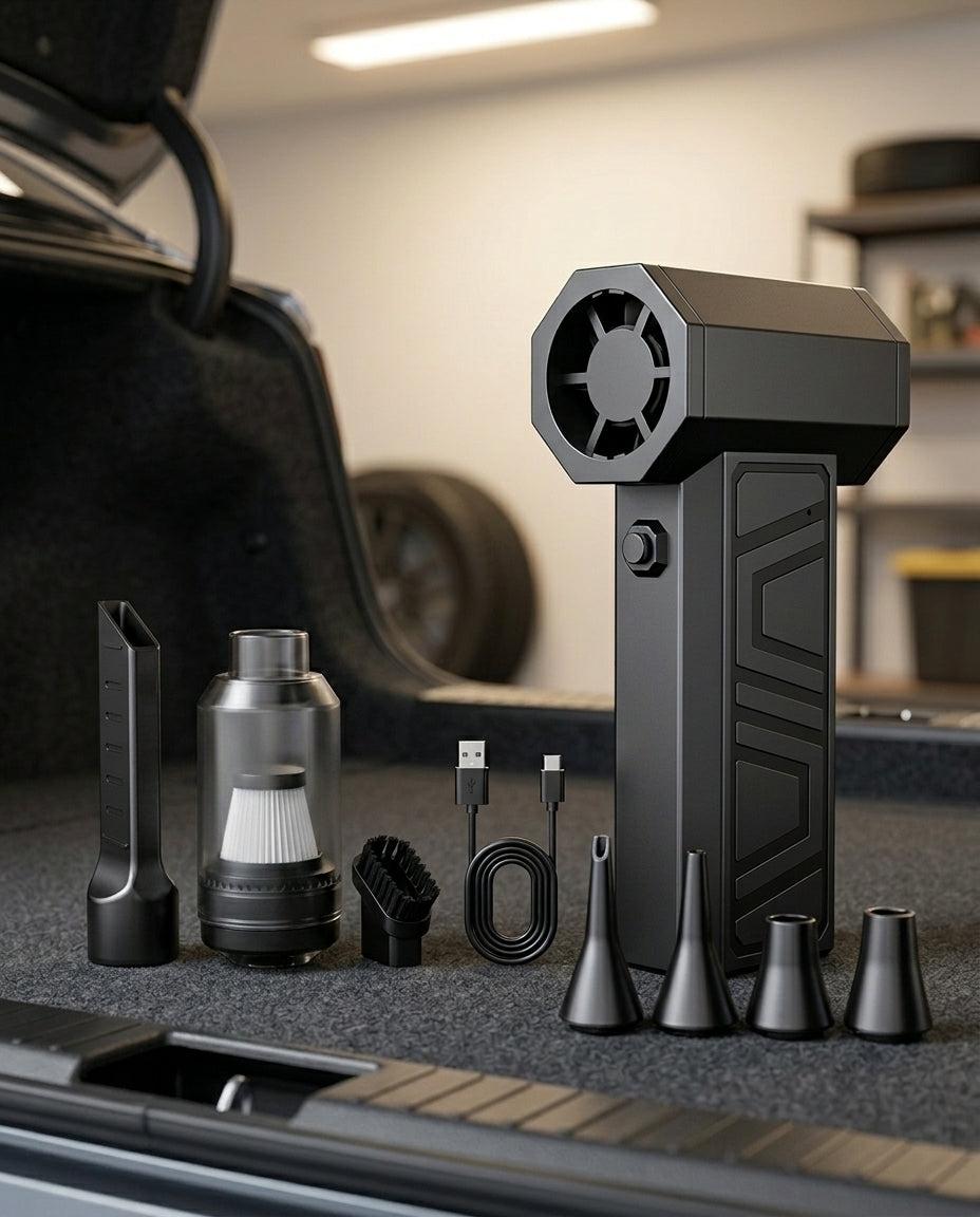 Mini luftblåser & støvsuger | 130 000 RPM trådløs jetvifte